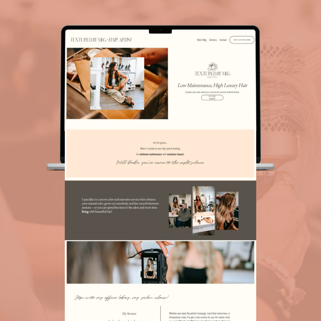 website design for small business owner desktop view