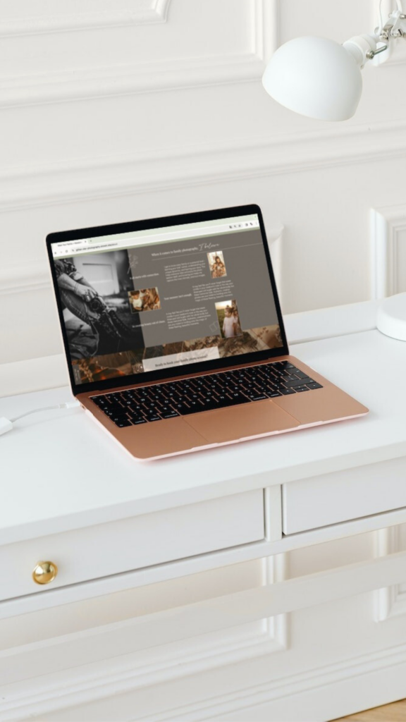 desktop view of website design for photographer