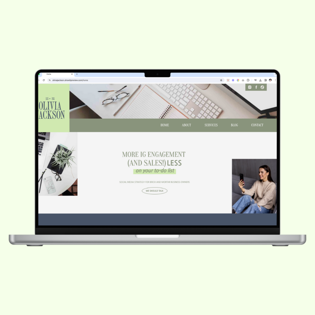 Showit template for small business