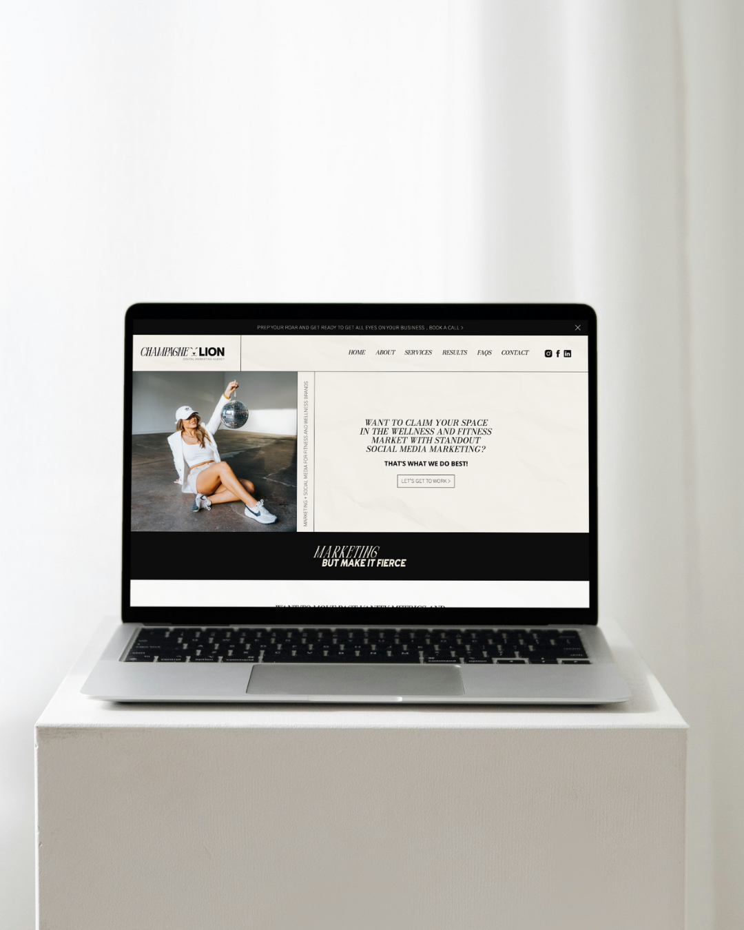 laptop view of marketing agency website